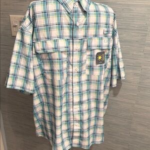 Realtree Blue and Green Plaid Button Down Shirt